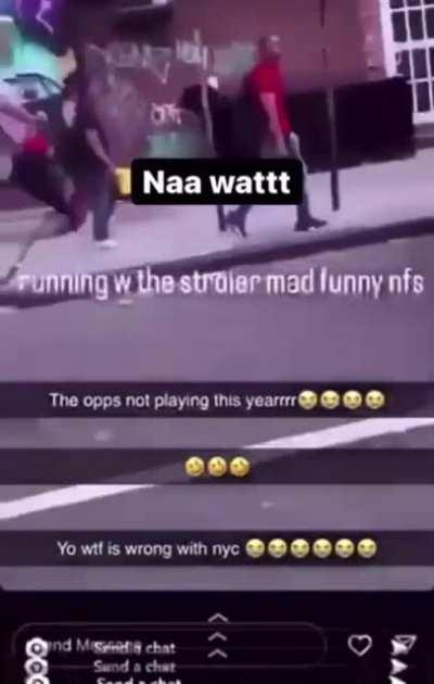 Dude caught lacking opps put his kid in trash can 🗑