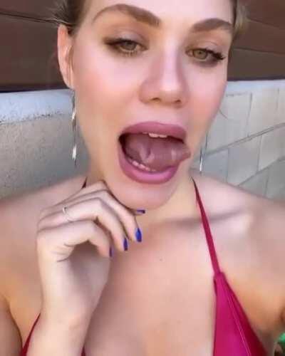 Beautiful lips and long tongue