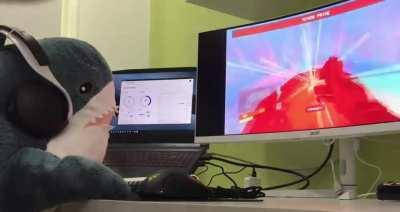 Blahaj fights Minos Prime