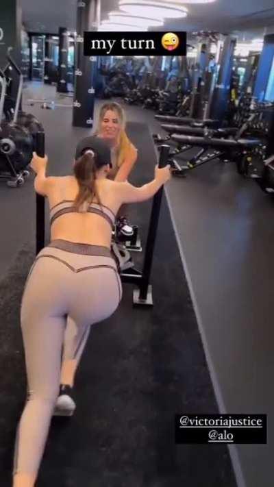In the gym with her sister