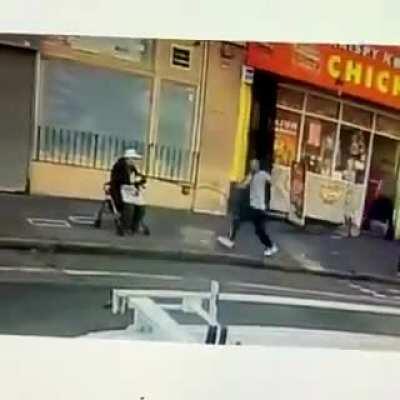 84-year old man knocked out of his seated walker