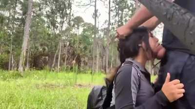 Face fucked in the wild woods!!