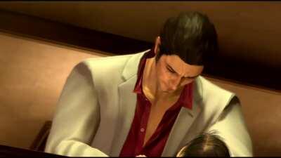 Kiryu attempts to change a diaper (alternate ending)