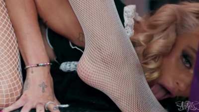 Zariah and Emmie are caught in flagrante delicto by the saleswoman in the dressing room