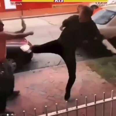 Picking a fight with what looks like a karate expert