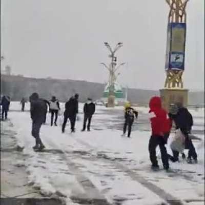 Snow fight in Imam Reza Holly shrine!!
