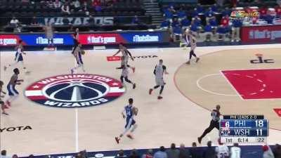 [Highlight] Simmons scares Westbrook on one end, throws the nice bounce pass to Danny Green for 3 on the other end