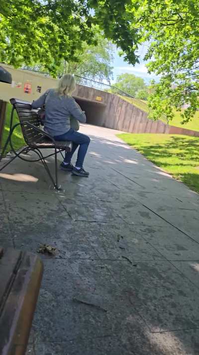 Buttplug flashing with spectators. She saw it all and so did a couple more people in the park