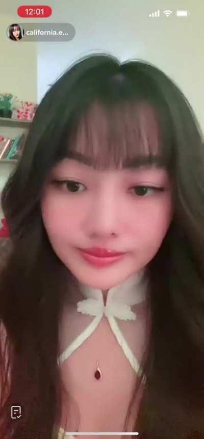 Busty Chinese with sheer clothes shows octopus 🐙 stuffed animal TikTok live stream