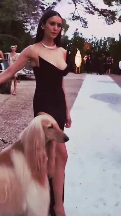 Nina Dobrev worried about popping out of her dress