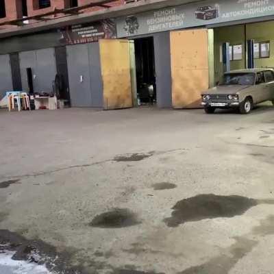 Car flamethrower in Russia