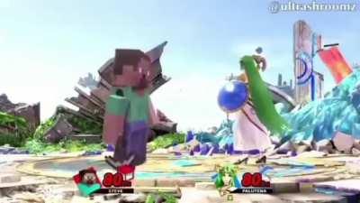 Steve meeting the smash bros cast