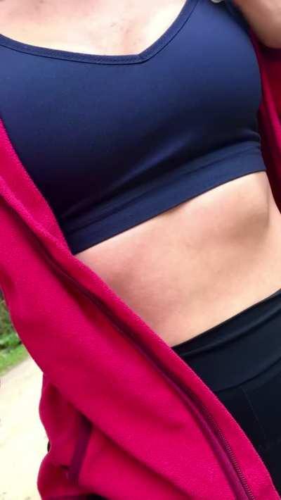 got horny while driving the bike, had to get my big boobs out... i love the risk hehe... [F]