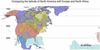 Comparing the latitude of North America with Europe and North Africa [OC]
