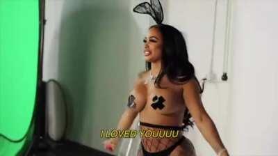 No clothes just tape and fishnets