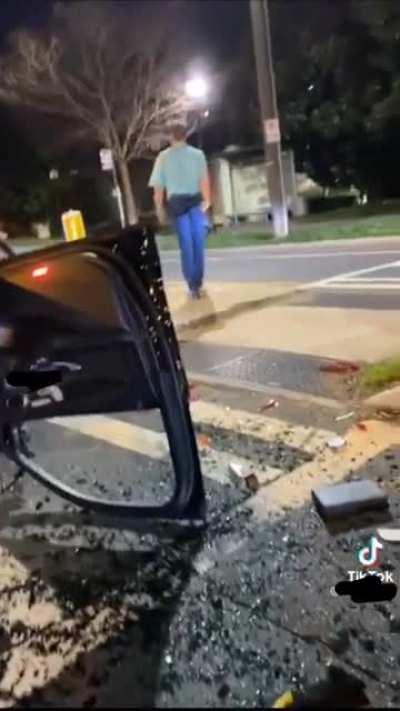 crashed his Benz and fled the scene