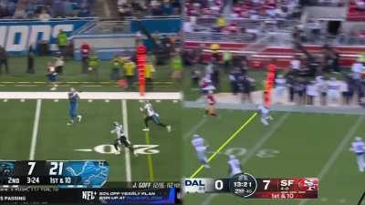 [Highlight] Side-by-side comparison of George Kittle’s and Sam LaPorta’s touchdowns