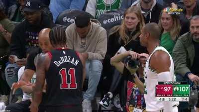 [Highlight] Al Horford running out of F's to give as he plays a sad violin for DeMar DeRozan