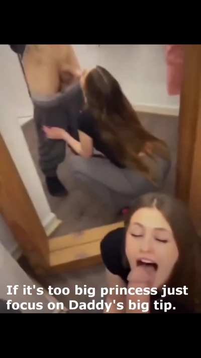 It's ok sweetie if you can't fit Papi's cock all the way inside your small mouth.  Just wrap and tease Daddy's cock head with your lips and tongue.