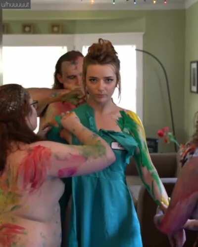 Lindsey Normington getting stripped in 'Sandbagger' (2019)