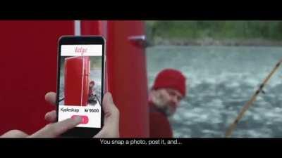 Advertisement for the Norwegian app LetGo. Russian submariners simply take away from the fishermen the refrigerator they have already sold.