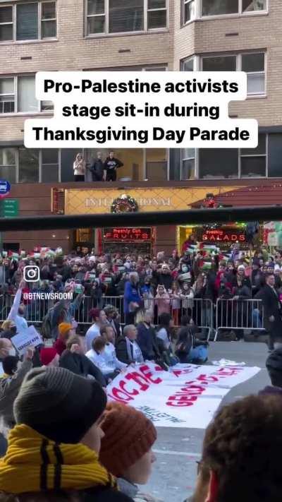 Several pro-Palestine activists were arrested for staging a sit-in on the march route of the Macy’s Thanksgiving Day parade in New York City