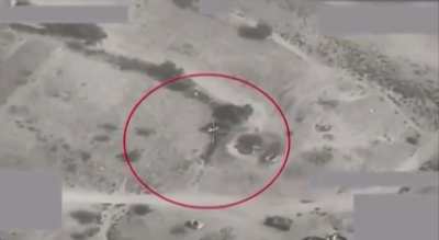 Targeting and destroying a vehicle carrying(zsu 23)belonged to the Houthis and was bombed as soon as it arrived to the position by the Saudi Air Force in Yemen/Hajjah