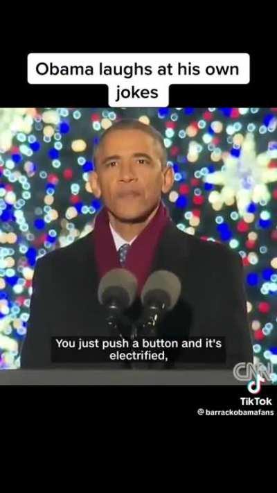 Laughing at your own dad jokes is pretty cringe, even if you're Obama. 