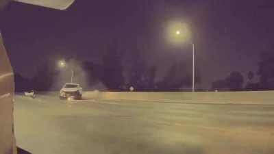 Trying to do a pit maneuver on a Tesla