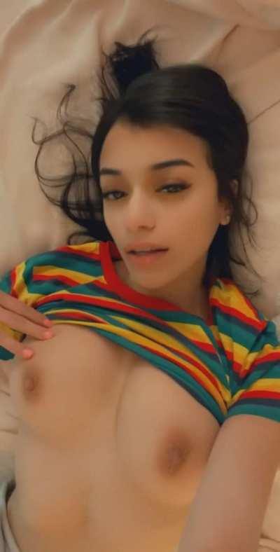 Savannah Sixx in Bed Popping Out Her Boobs