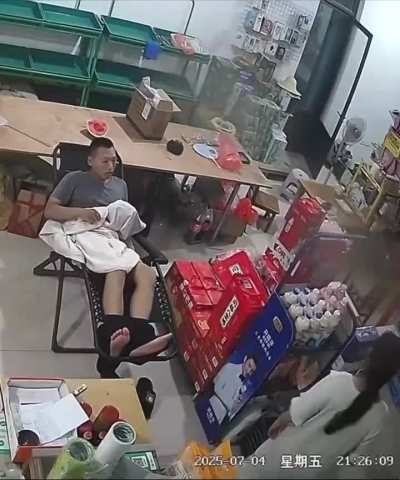 Store employee caught by surprise...