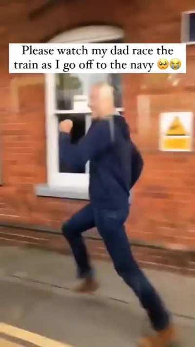 Watching this Dad race against the train made my day.