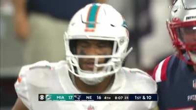 Van Noy follows Tua to the sideline after the INT