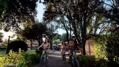 Biking & Exploring the Town in Our Birthday Suits