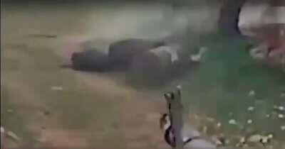 Dude with an ak shoot someone several times. I don't know about the context, i saved it from telegram a lot of months ago and found it now .