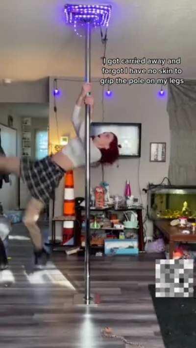 WCGW Trying to Pole Dance with no bare skin