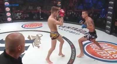 Ricky Bandejas finishes James Gallagher after landing a side kick to the face