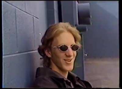 Dylan interviewed behind Blackjack Pizza (Oct 1998)