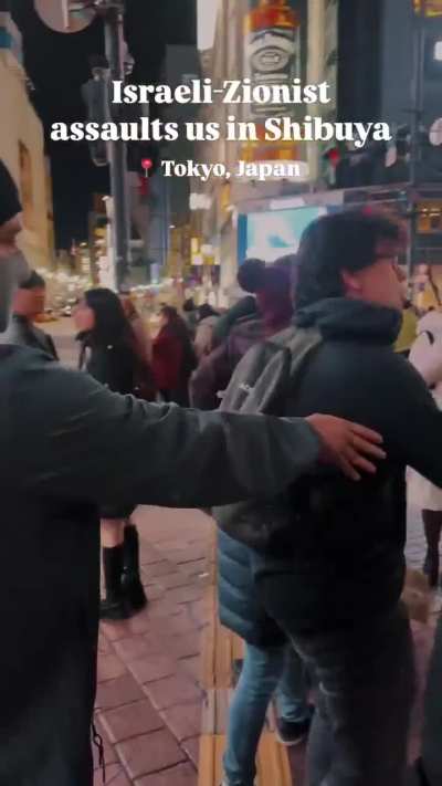 Tourist assaults pro-Palestinian demonstrators at Shibuya Station in Tokyo.