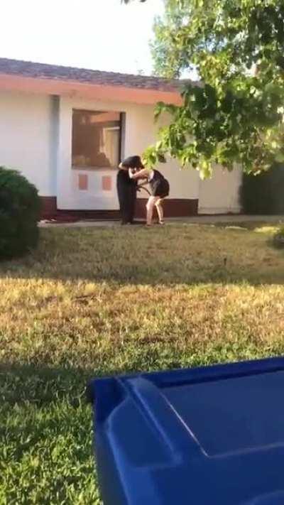 Racist dual-wielding Karen receives holy karma from bystander