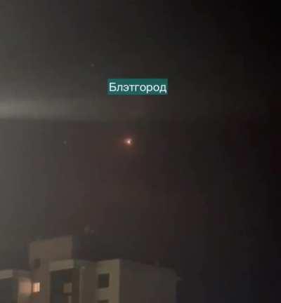 2 rockets launched from Belgorod spin up and then fall.