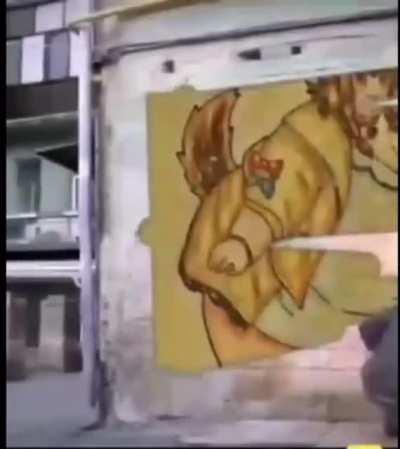 Korone: the only canine in a hololive generation called “hologamers” has grown obese after being spray-painted on a wall in an alleyway, possibly in New York City, USA