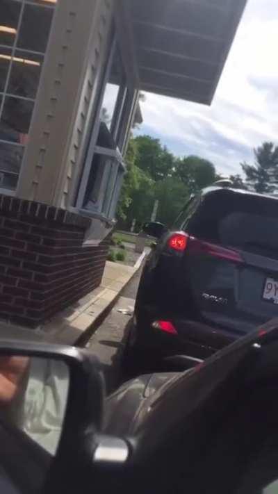 Woman losing her cool at a Dunkin Donuts in Mass