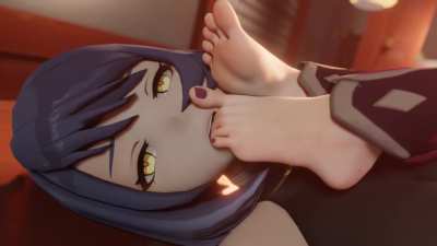 kujou sara worshipping kuki shinobu's feet