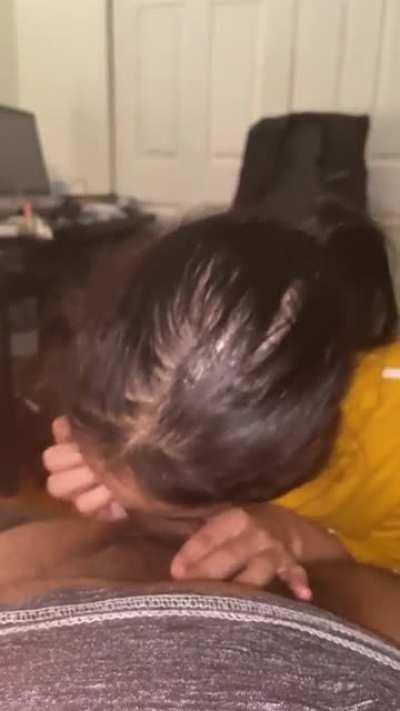 Petite Latina sucking good for cum