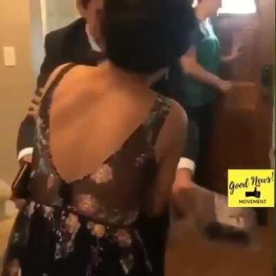 This is Morgan. She lost the ability to walk 10 months earlier but she surprised her prom date by walking toward him as he arrived to pick her