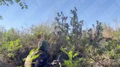RU POV: Russian Stormtrooper shooting at enemy FPV drones with a shotgun.