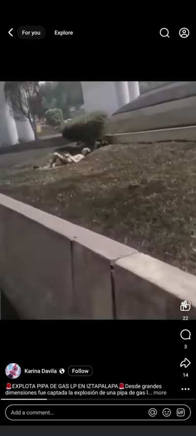 Multiple gas tank explosions yesterday in México City. Man records burn victims yelling for help and a second tank explodes nearby.