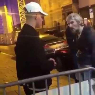 Mentally ill person made to punch random people in the street from stupid youth.