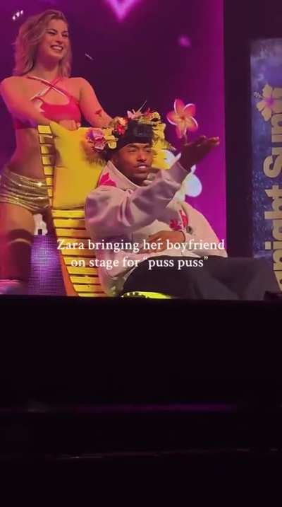 Zara Larsson brings out her boyfriend Lamin Holmén on stage at the Avicii Arena in Stockholm for the Midnight Sun Tour.